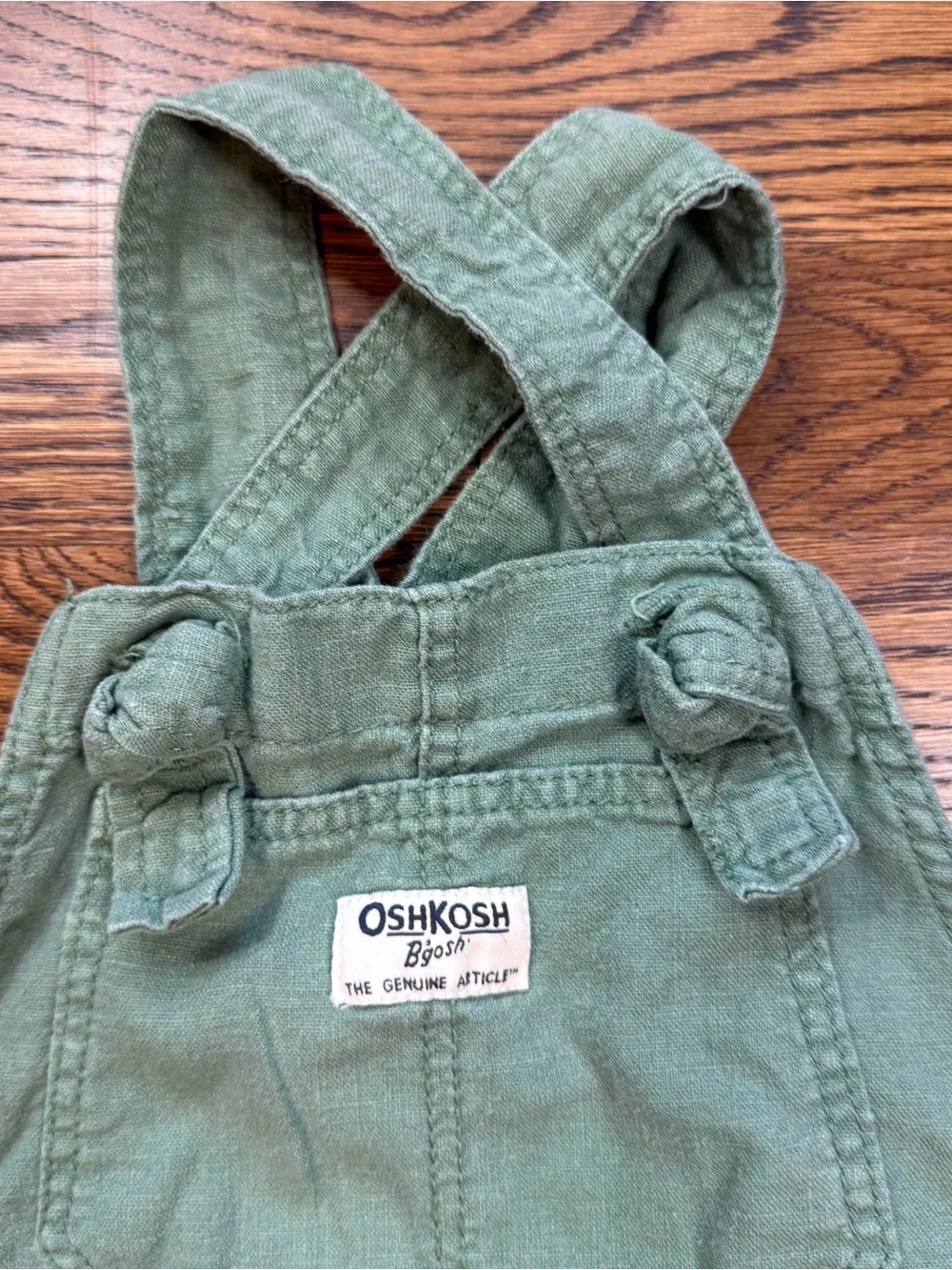 OshKosh B'gosh Linen Viscose Toddler Girls Army Green Shortall Overalls Size 5T